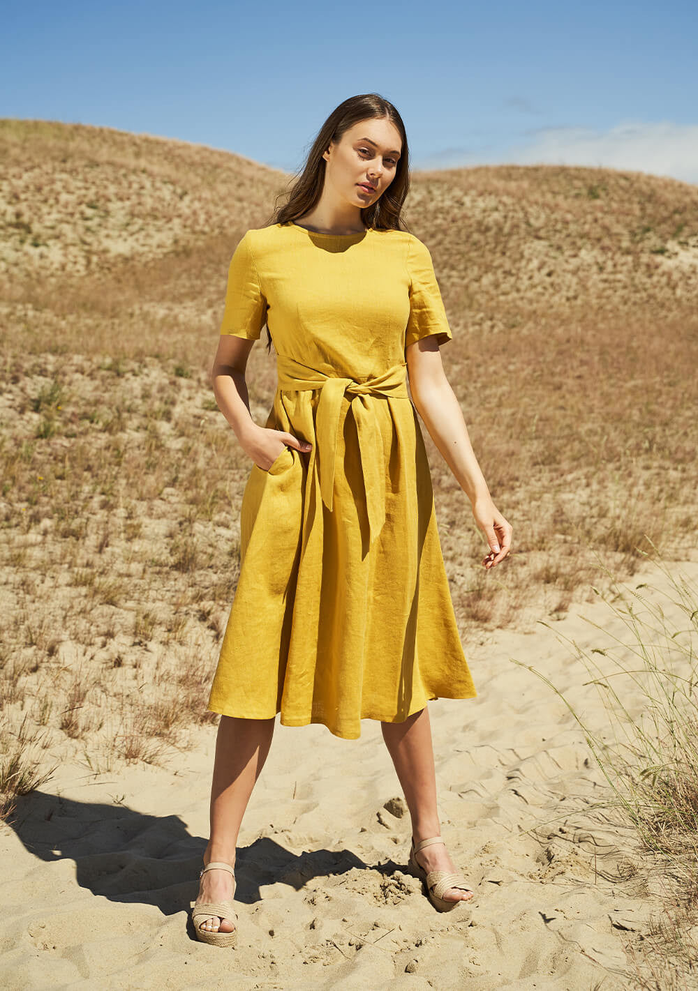 Short sleeve linen dress Paloma