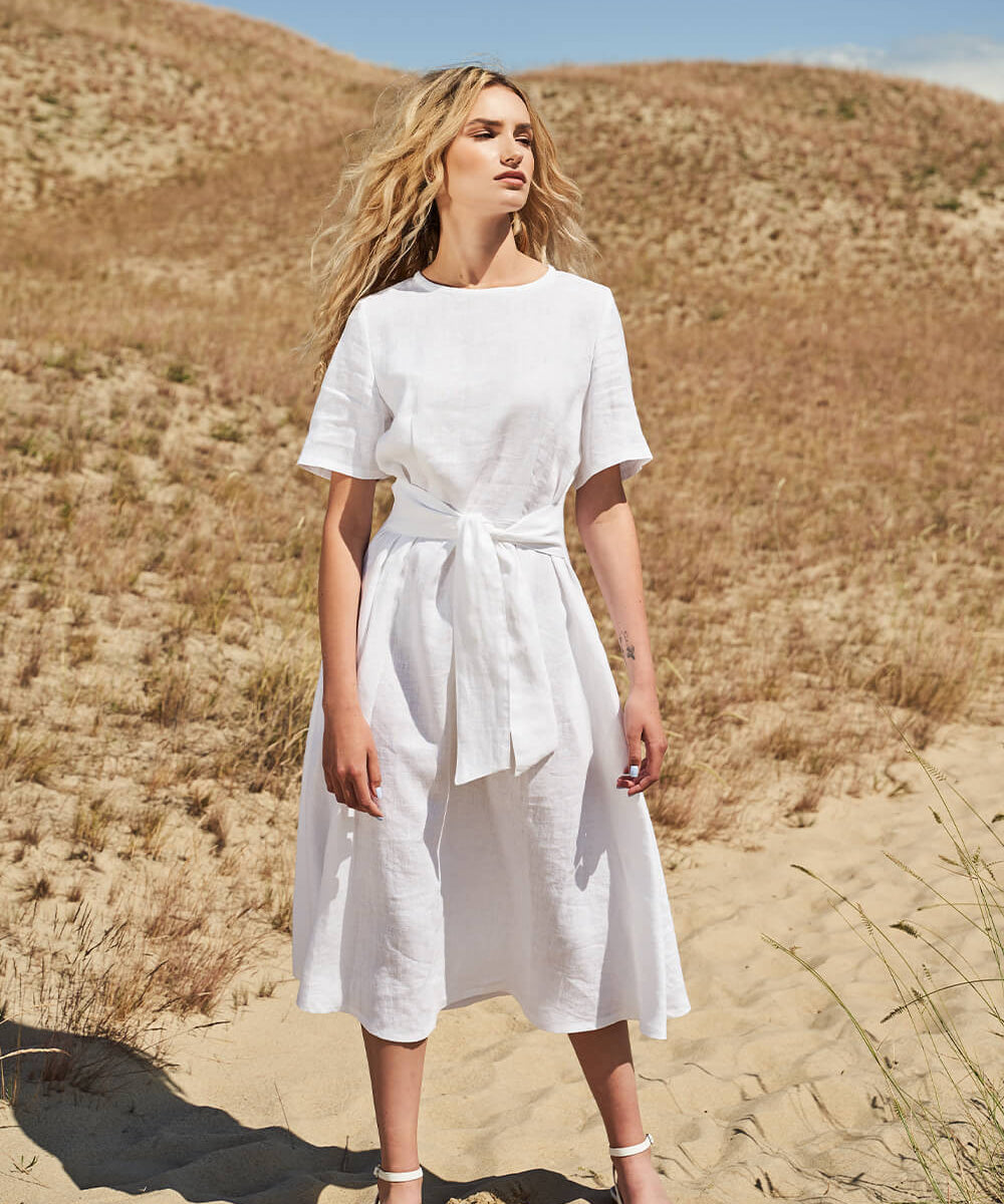 Short sleeve linen dress Paloma