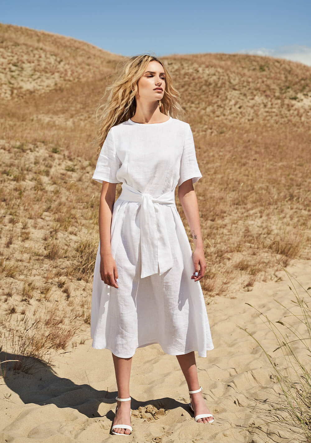 Short sleeve linen dress Paloma