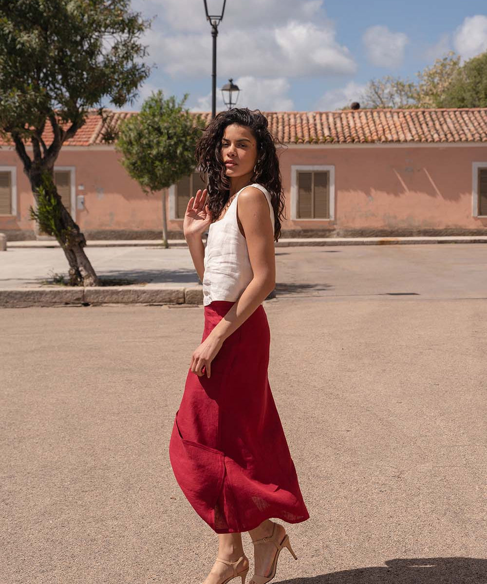 Linen square neck crop top Heidi
