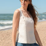 Linen square neck top Bess