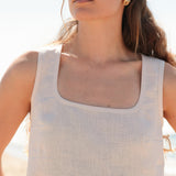 Linen square neck top Bess