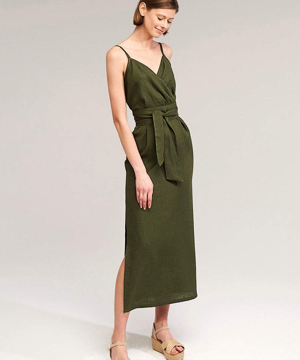 Linen strap midi dress Melody