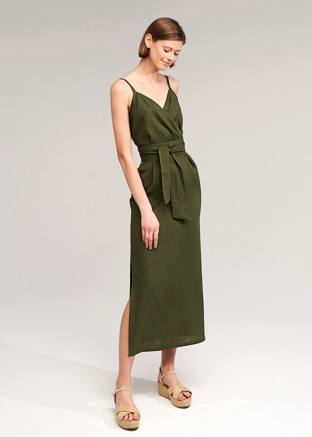 Linen strap midi dress Melody