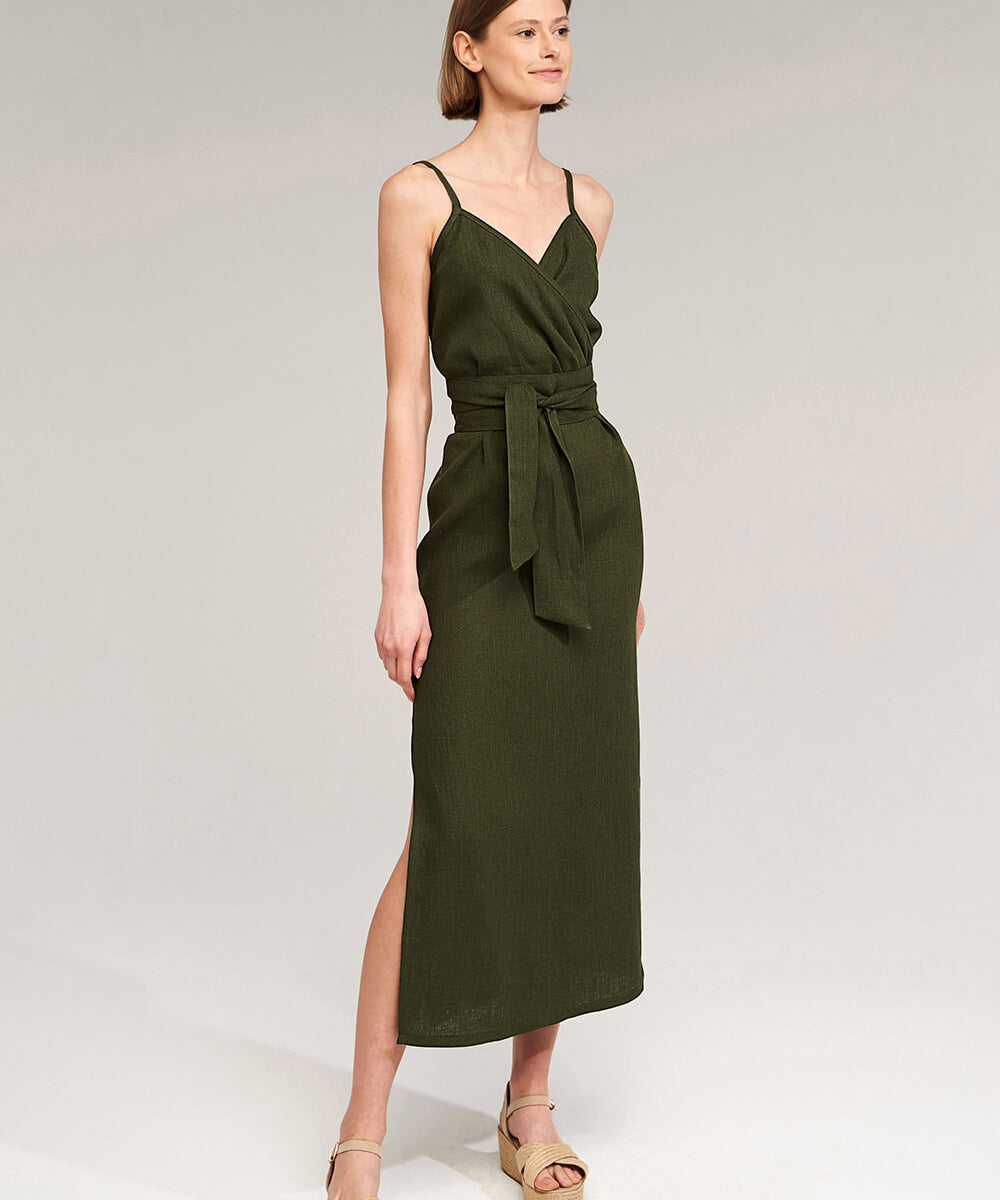 Linen strap midi dress Melody