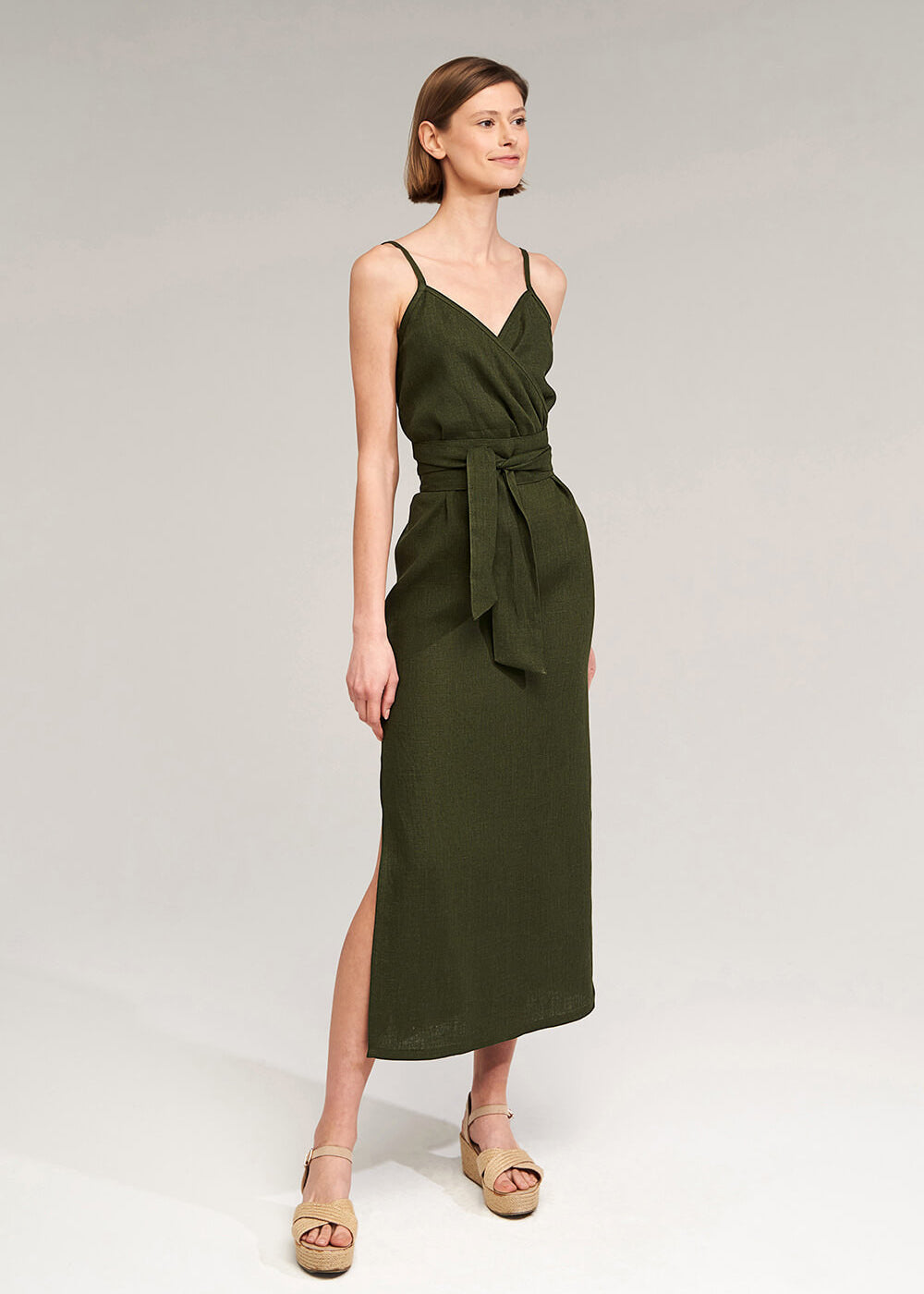 Linen strap midi dress Melody