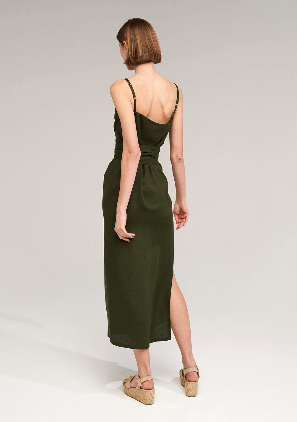 Linen strap midi dress Melody