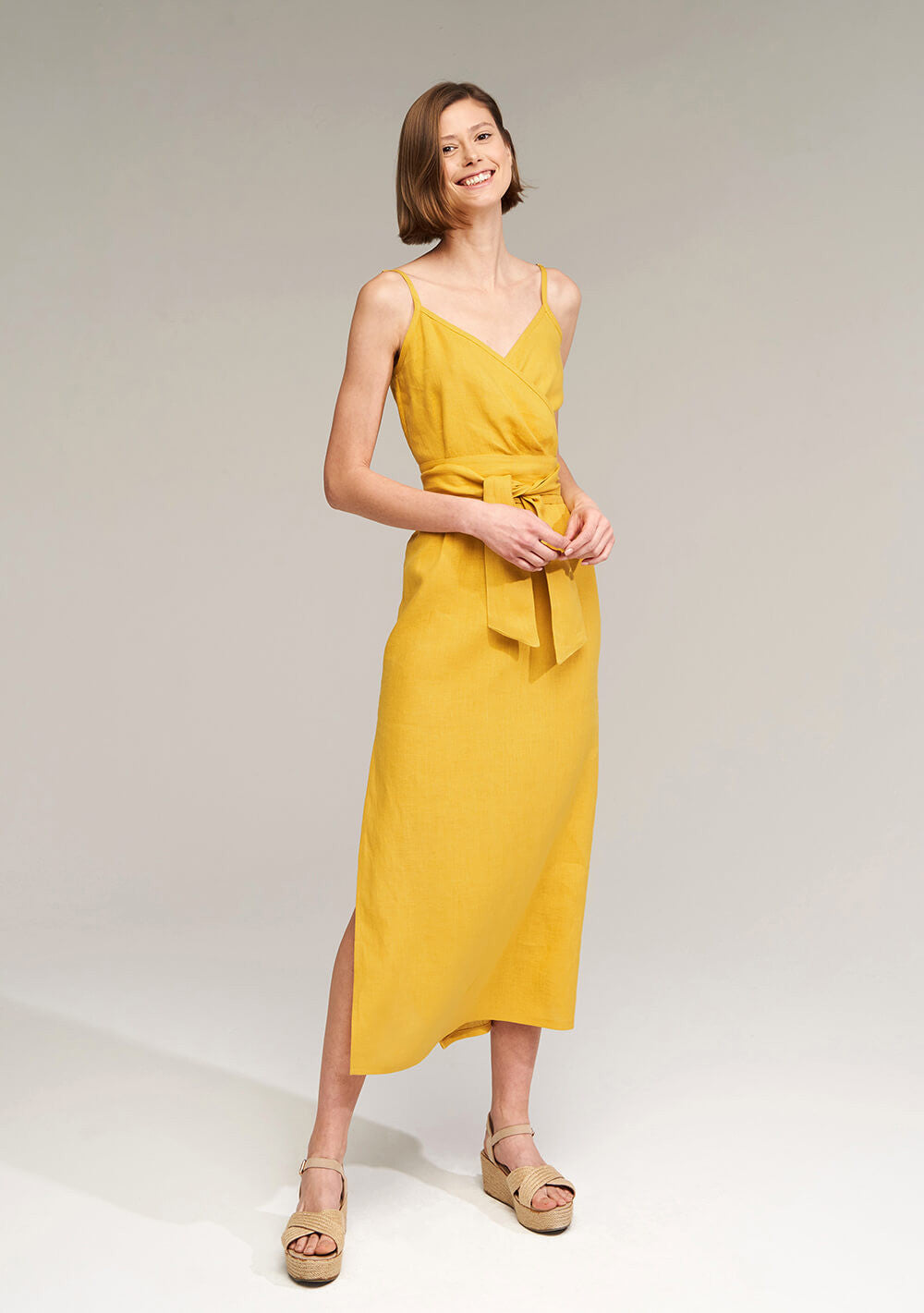 Linen strap midi dress Melody