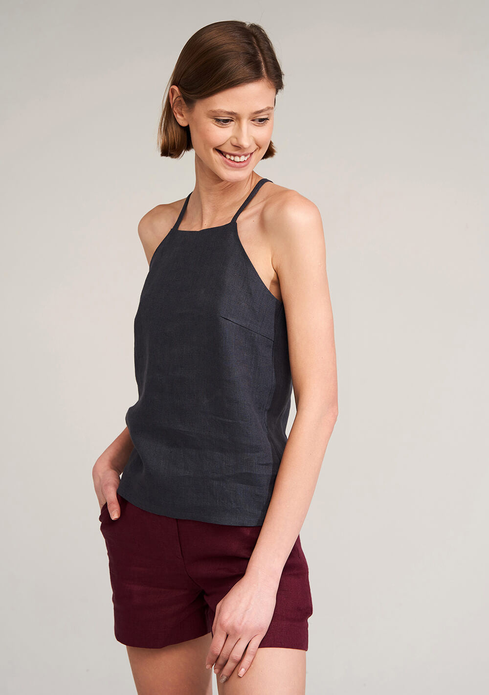 Linen strap top Kayla