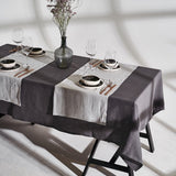Linen table runner in light gray