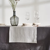 Linen table runner in light gray