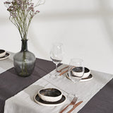 Linen table runner in light gray