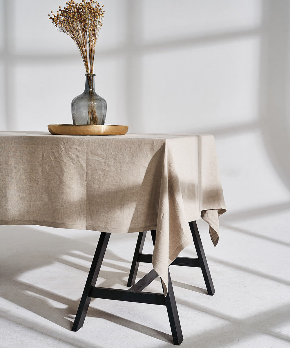 Linen tablecloth in beige