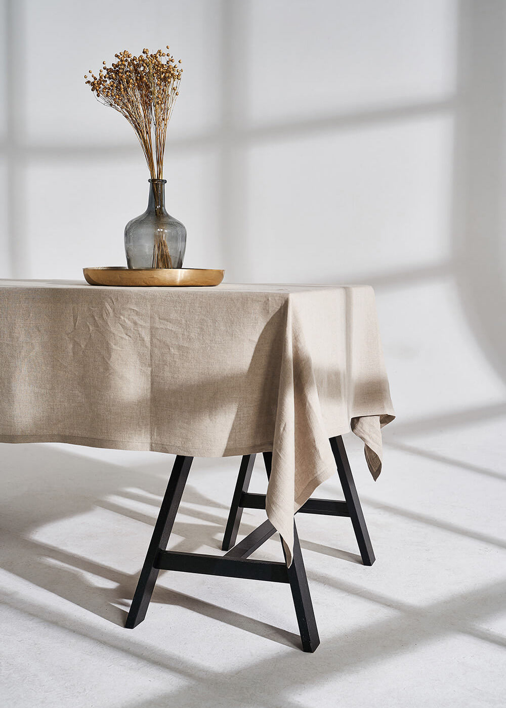 Linen tablecloth in beige