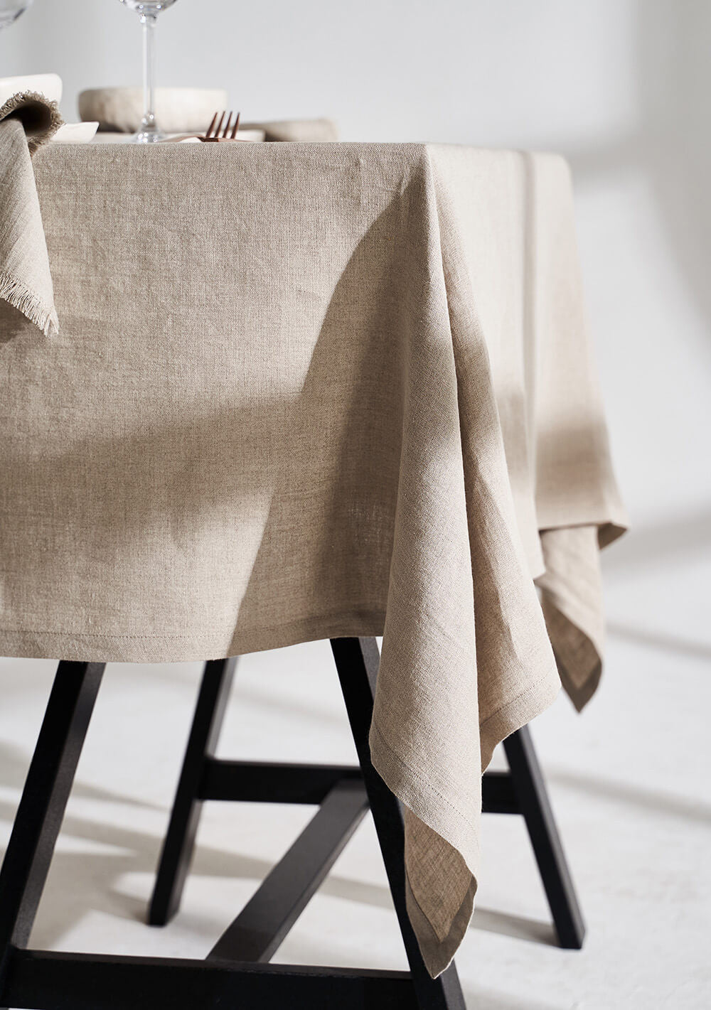 Linen tablecloth in beige