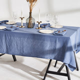 Linen tablecloth in cornflower blue