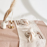 Linen tablecloth in cream tan