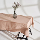 Linen tablecloth in cream tan