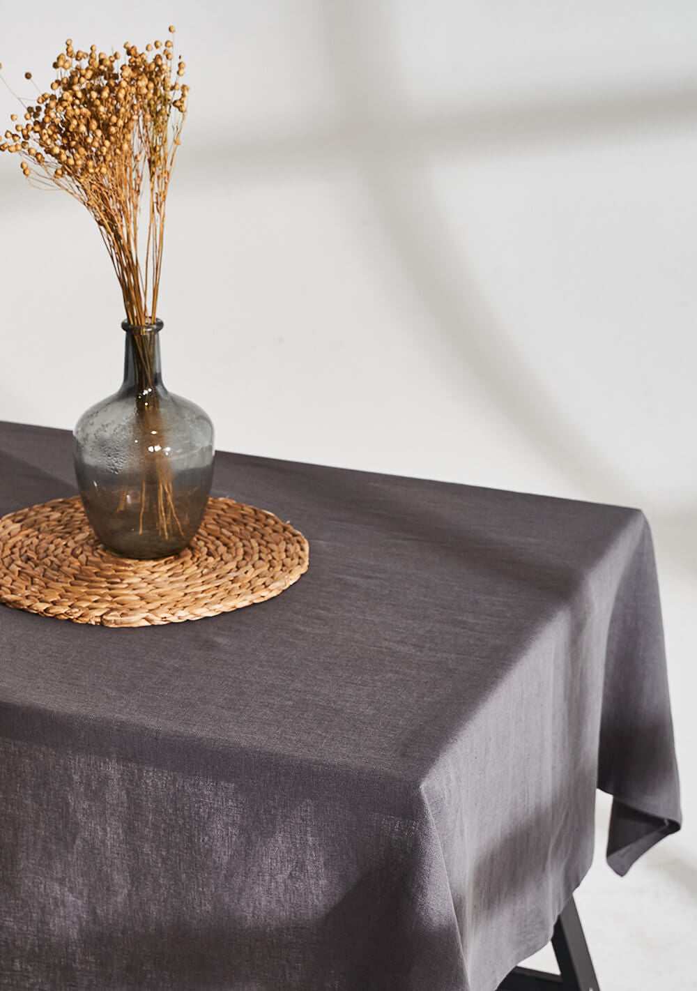Linen tablecloth in dim gray