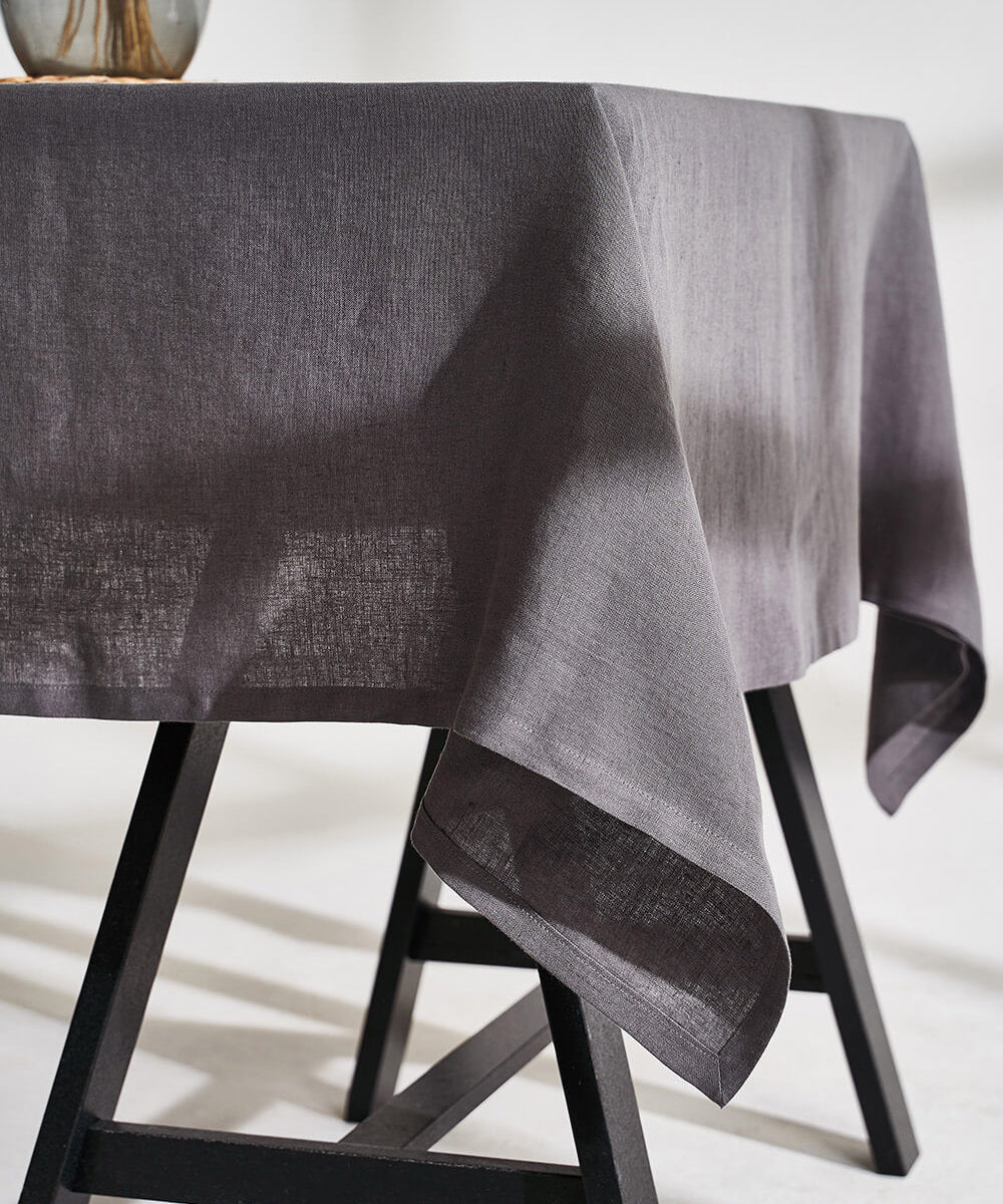 Linen tablecloth in dim gray