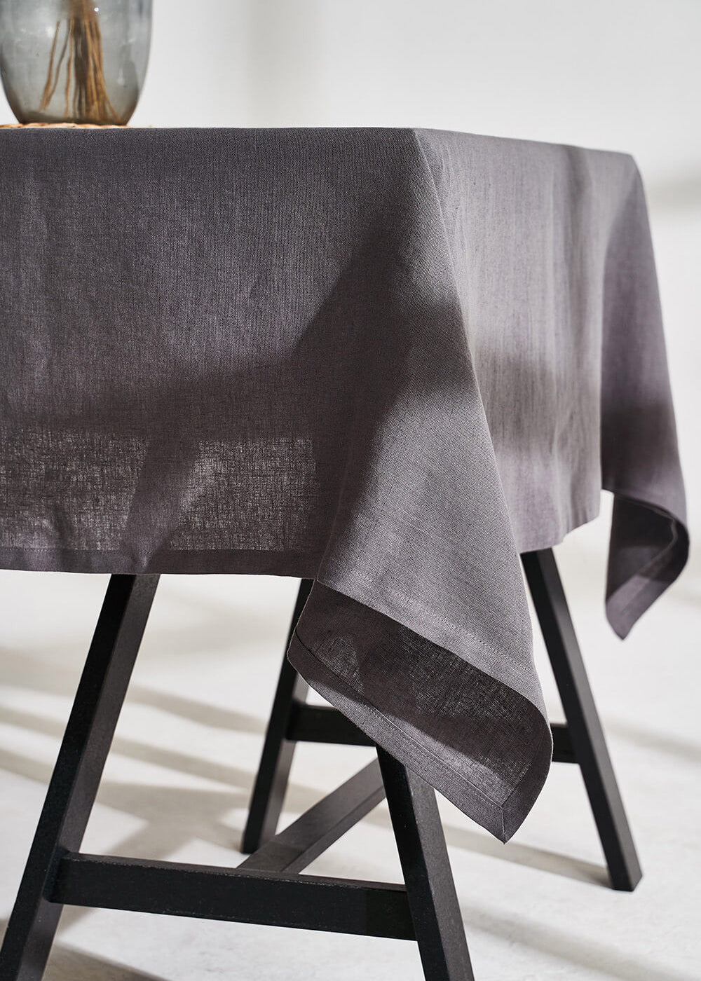 Linen tablecloth in dim gray