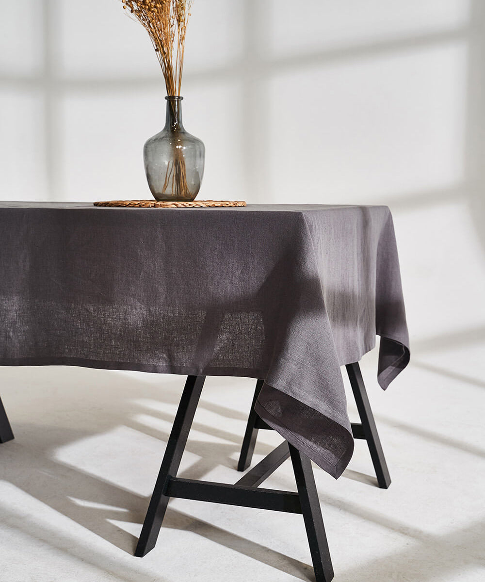 Linen tablecloth in dim gray