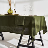 Linen tablecloth in forest green
