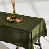 Linen tablecloth in forest green