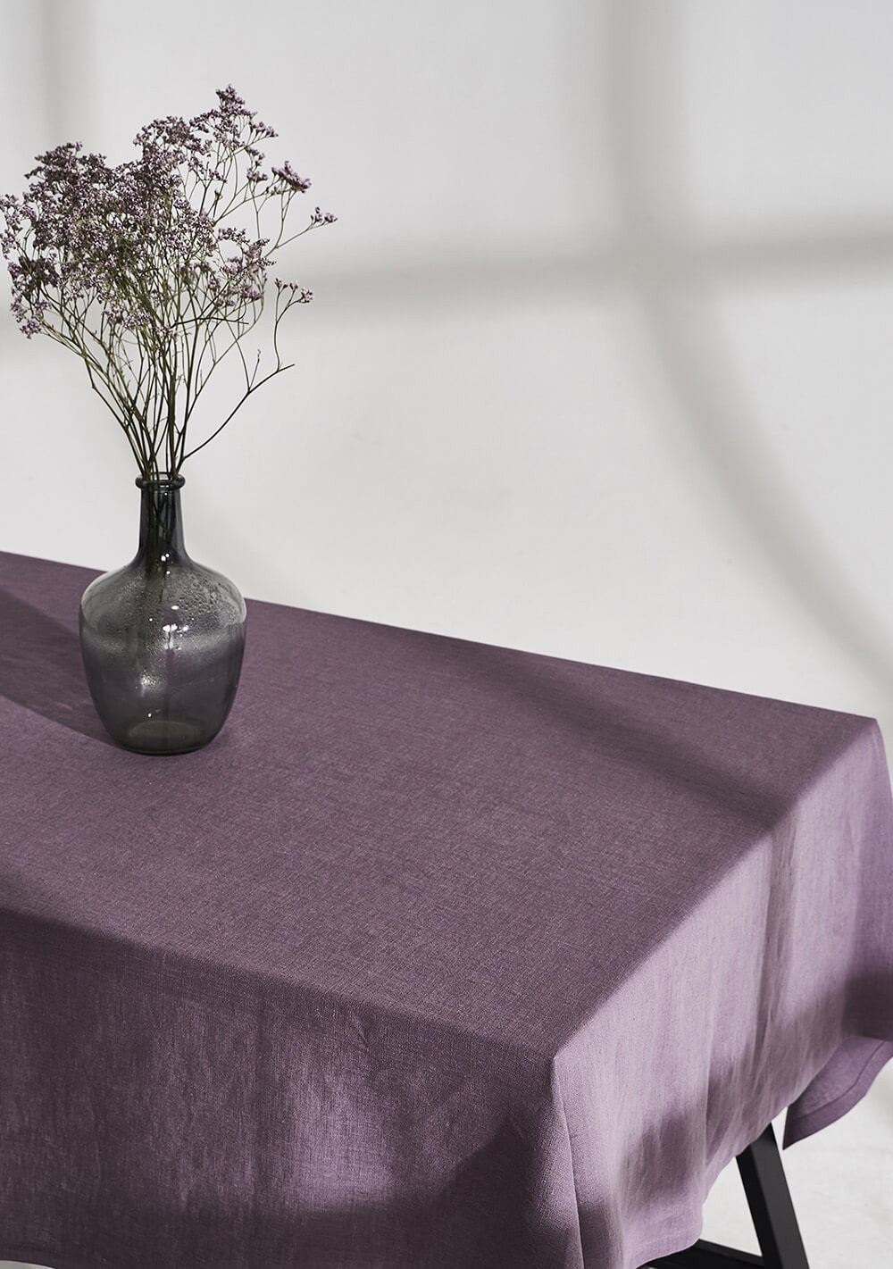 Linen tablecloth in lavender gray