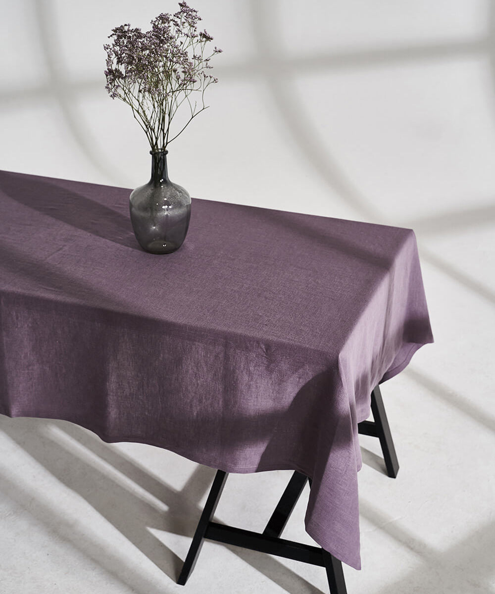 Linen tablecloth in lavender gray
