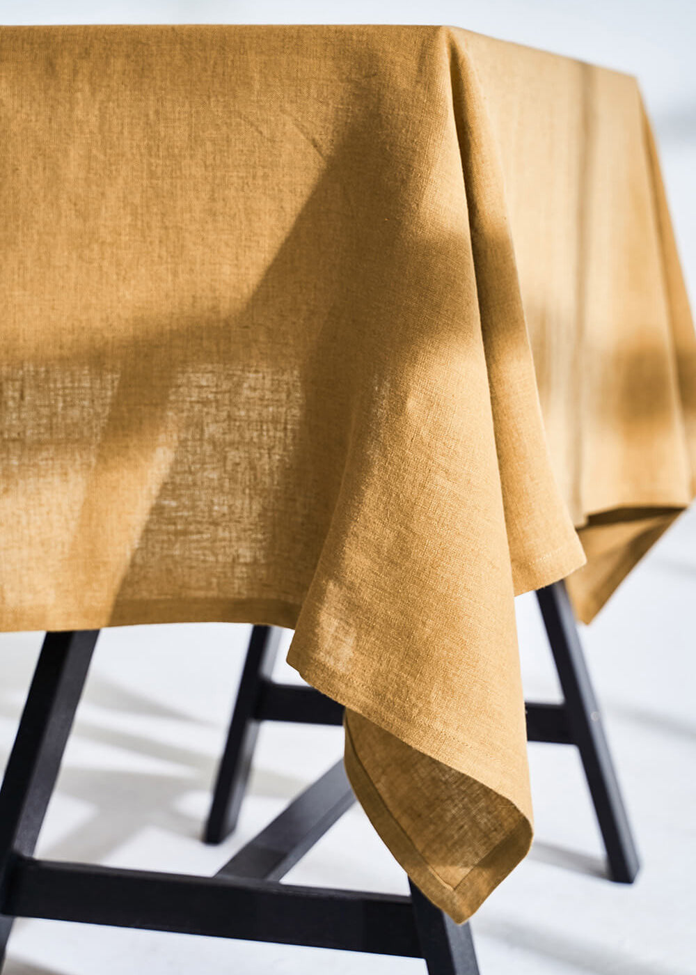 Linen tablecloth in mustard