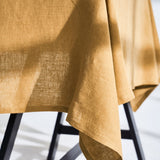 Linen tablecloth in mustard
