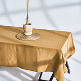 Linen tablecloth in mustard