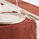 Linen tablecloth in tobacco