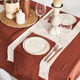 Linen tablecloth in tobacco