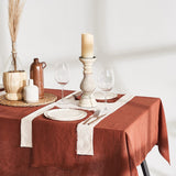 Linen tablecloth in tobacco