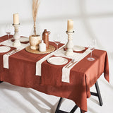 Linen tablecloth in tobacco