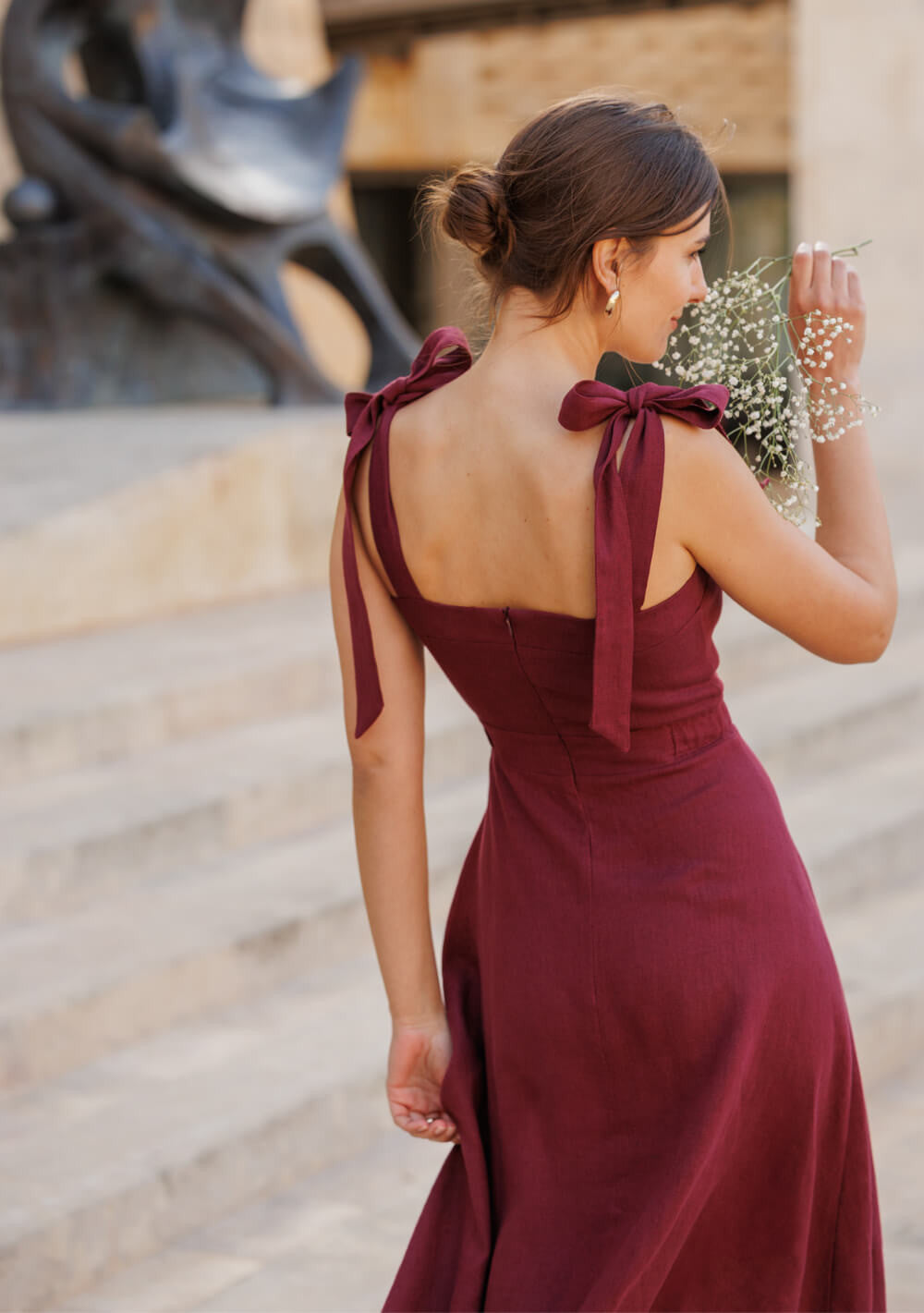 Linen tie strap dress Perla