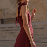 Linen tie strap dress Perla