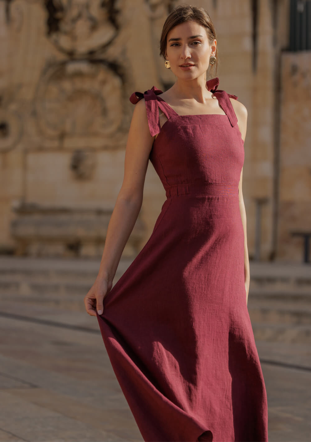 Linen tie strap dress Perla