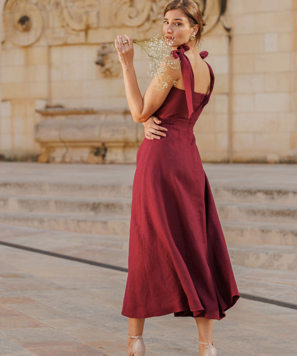 Linen tie strap dress Perla
