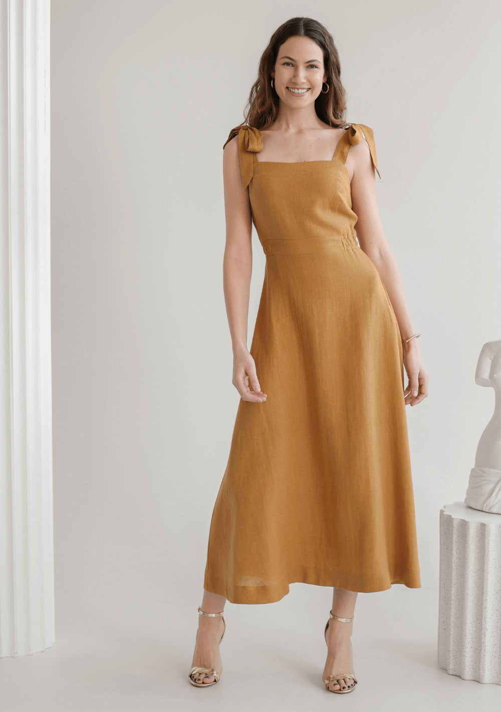 Linen tie strap dress Perla