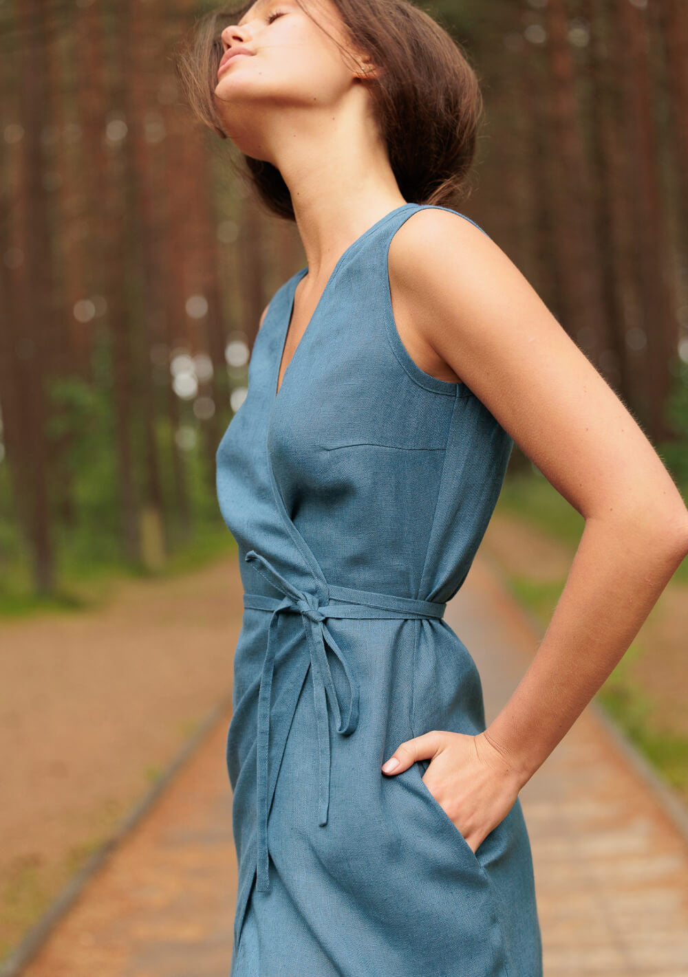 Linen tie-waist dress Nydia