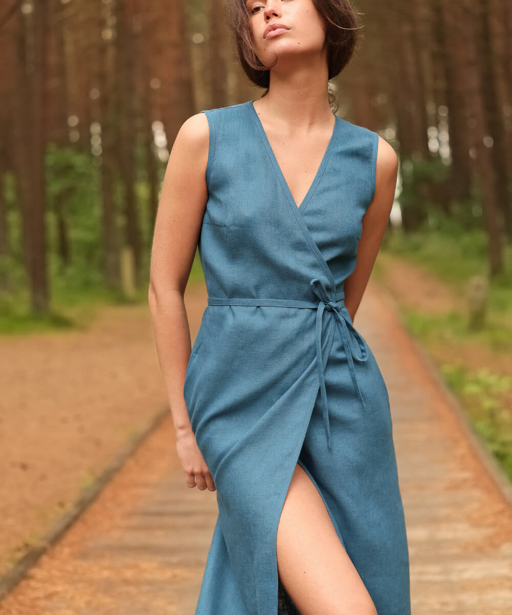 Linen tie-waist dress Nydia
