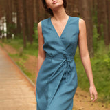 Linen tie-waist dress Nydia