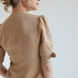 Linen top Flavia with tie sleeves