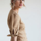 Linen top Flavia with tie sleeves