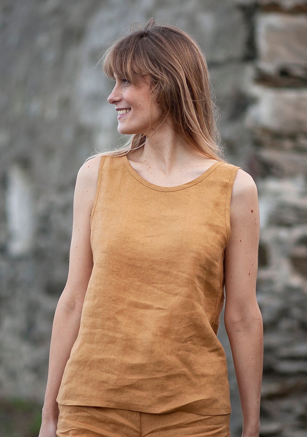 Open back linen top Leigh