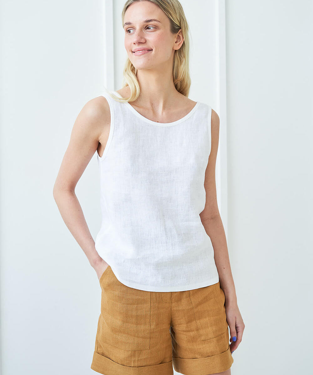 Open back linen top Leigh