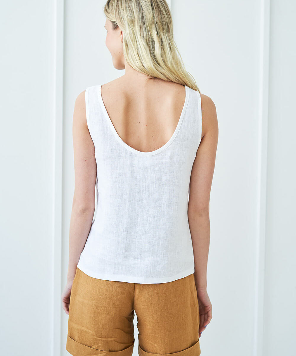 Open back linen top Leigh